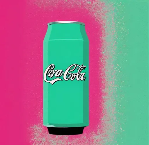 Prompt: Create an original pop art of diet coke image with the colours pink, turquoise and green