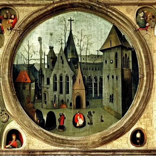 Prompt: haunted church 
hieronymus bosch
