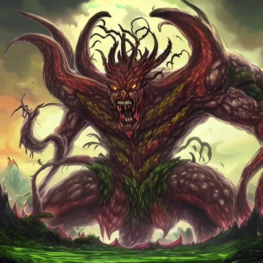 Prompt: Giant mega nature demon boss