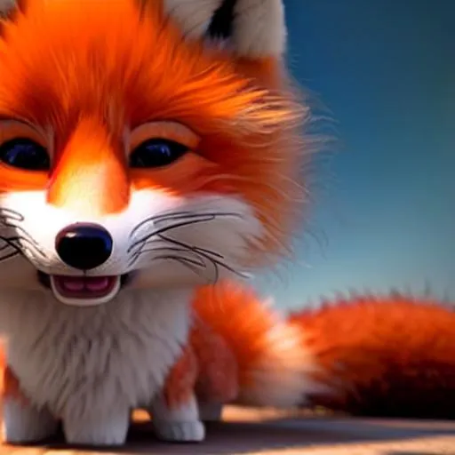 Prompt: 3d fluffy fox cub, closeup cute and adorable, cute big circular reflective eyes, long fuzzy fur, Pixar render, unreal engine cinematic smooth, intricate detail, cinematic