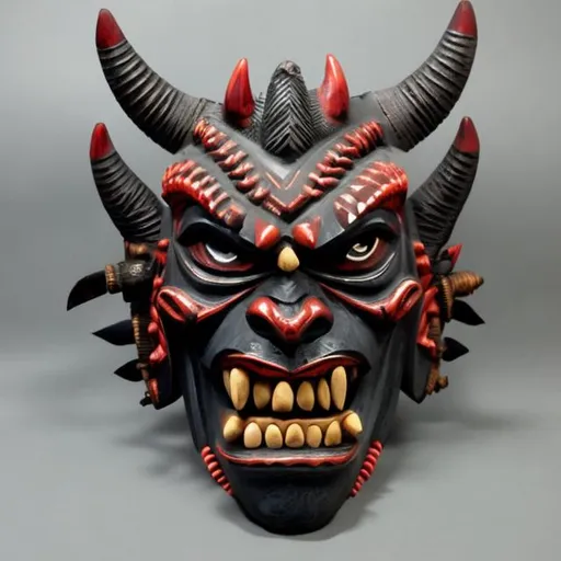 Prompt: oni, fangs, african mask