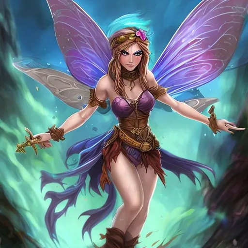 Prompt: Female Fairy wild magic sorcerer pirate
