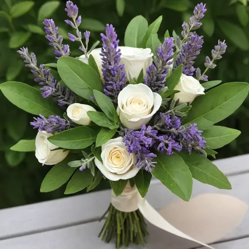 Prompt: laurel and lavender bouquet