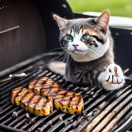 Prompt: Grill cat funny