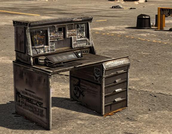 Highly detailed 3d render Fallout New Vegas desk on... | OpenArt