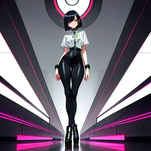 Prompt: a lonely AI man, very tall, thick thighs, wide hips, huge glutes, long legs, slender arms, slender waist, big beautiful symmetrical eyes, intriguingly beautiful face, aloof expression, bob haircut with bangs, wearing Grunge Waster fashion clothes, wearing Grunge Waster fashion accessories, 12K resolution, hyper quality, hyper-detailed, 12K resolution, hyper-professional