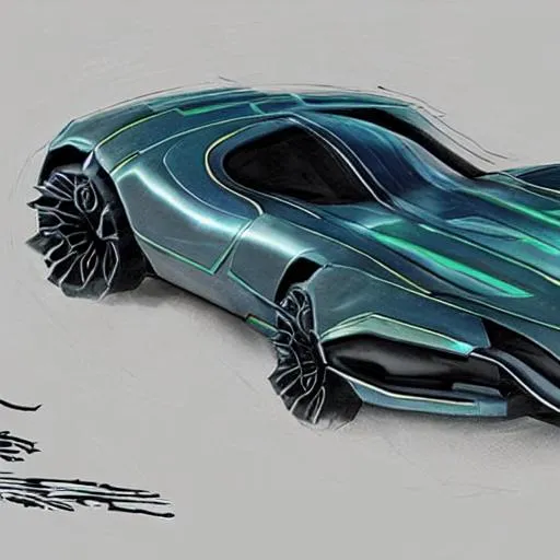 Prompt: concept art of a futuristic snake car