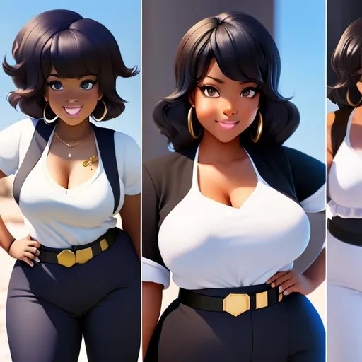 Prompt: Full body, digital illustration, of chubby, black woman, with pear shaped body, with small chest, in anime style, by Kohei horikoshi , with highly detailed facial features, with accurate proportions, in hero costume, highly detailed, unreal engine, 2D animation, 