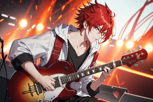 Ichigoame, anime, anime boys, bubbles, musical instrument, guitar, smoking