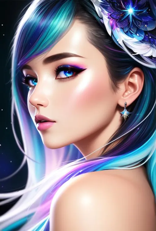 Prompt: ultra detailed full body artistic photography, midnight aura, night sky, detailed gorgeous face, dreamy, glowing, backlit, glamour, glimmer, shadows, oil on canvas, brush strokes, smooth, ultra high definition, 16k, unreal engine 5, ultra sharp focus, art by alberto seveso, artgerm, loish, sf, intricate artwork masterpiece, ominous, matte painting movie poster, golden ratio, trending on cgsociety, intricate, epic, trending on artstation, by artgerm, h. r. giger and beksinski, highly detailed, vibrant, production cinematic character render, ultra high quality chinese female beautiful face.