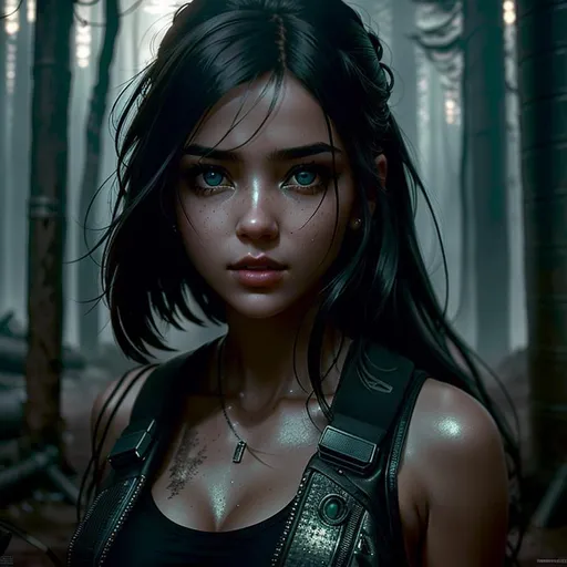 Prompt: Create a mesmerizing picture of a young woman set in a post-apocalyptic world. The photo should be of the highest professional photographic quality, with a resolution of 256K, centered composition, and in the artistic style of Ilya Kuvshinov.


The focus of the photo should be on the woman's face, capturing every intricate detail with precision. Her eyes should possess an impeccable quality, reflecting a sense of wisdom and resilience. The skin texture should be depicted with great accuracy, showcasing both the scars and the beauty of a survivor in this dystopian realm.


The background should be extremely detailed, depicting a futuristic cityscape ravaged by the aftermath of an apocalypse. The lighting should be designed to create a sense of realism, with neon lights and shadows that enhance the atmosphere of the cyberpunk world. The backdrop should showcase the remnants of advanced technology, decaying buildings, and hints of a once thriving society.


Additionally, the photo should showcase a realistic depiction of different materials, such as regal fabrics, metallic elements, and worn-out textures. These materials should be rendered with great attention to detail, capturing their unique qualities and reflecting the contrast between opulence and desolation.


Overall, the photo should evoke a sense of power and resilience, capturing the essence of a young woman who has risen to become a symbol of hope in this harsh cyberpunk post-apocalyptic world. It should be a masterful blend of technical precision and artistic excellence, immersing viewers in a captivating visual narrative that transports them to a captivating and gritty future.