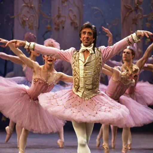 Prompt: Al Pacino stars as the Sugarplum Fairy in the Nutcracker, all male cast