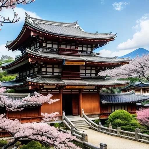 Prompt: long shot super detailed lifelike illustration, intricately detailed, dramatic weather, gorgeous detailed japanese old house, tree house, sunny day, old street, middle ages, brick road in front of house, old town, temple, Mount Fuji {background} cherry Blossom

masterpiece photoghrafic real digatal ultra realistic hyperdetailed 

 cinematic light, movie, contrast 


volumetric lighting maximalist photo illustration 4k, resolution high res intricately detailed complex,

soft focus, realistic, heroic fantasy art, clean art, professional, colorful, rich deep color, concept art, CGI winning award, UHD, HDR, 8K, RPG, UHD render, HDR render, 3D render cinema 4D