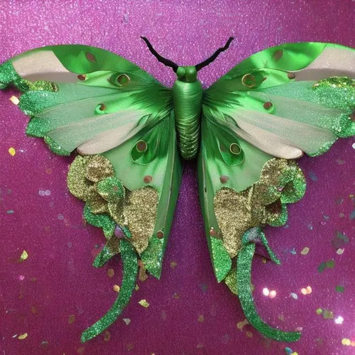 Prompt: Luna moth made out of Sequins 