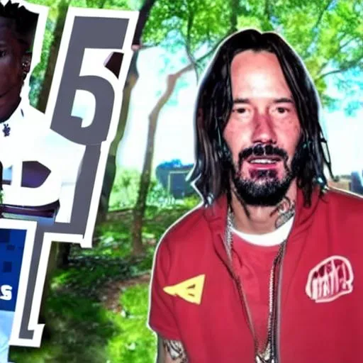 Prompt: travis scott and keanu reeves concert fortnite edp445 amogus burger