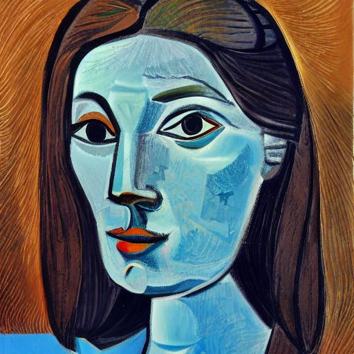 Intricate Lady Facial Portrait By Pablo Picasso, Fiv 