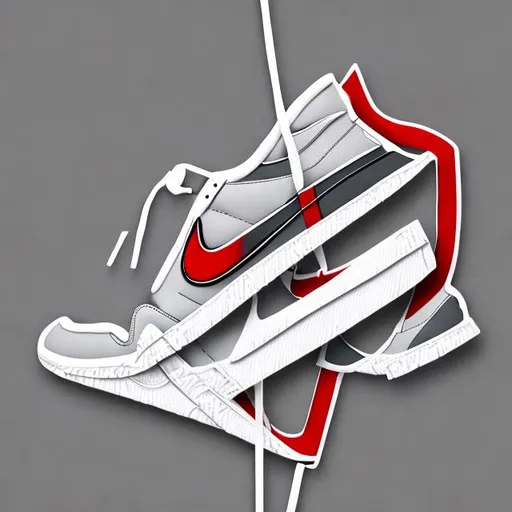 Prompt: Nike logo with hanging Jordan shoes
Frame with white background

