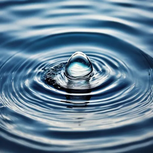 Prompt: water drop falling into a lake, creating ripples 