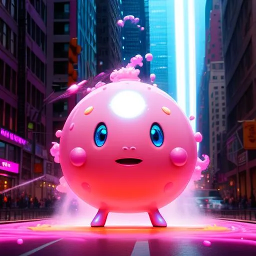 Prompt: a pink  slime humanoid, explodes all over the place, on the streets of new york,Digital style painting,style of Pixar, Fragonard, highly-detailed, cinematic, washed out palette,light trails, translucent, iridescent, arms visible, perfect composition, hyperrealistic, super detailed, 8k, high quality, sharp focus, intricate details, highly detailed, dynamic lighting, detailed and intricate environment, highest quality