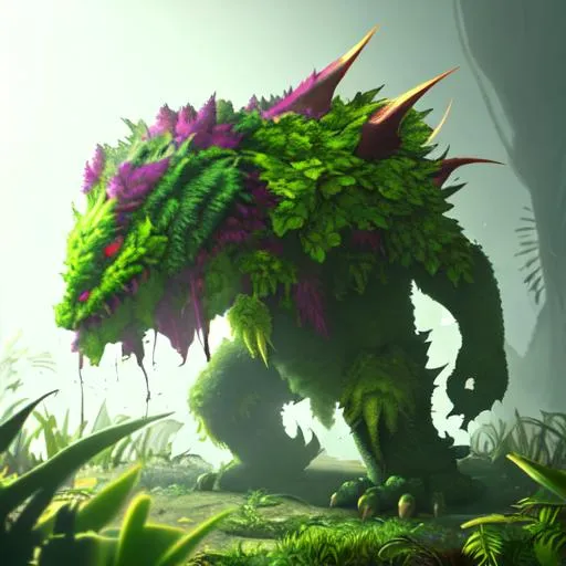 Plant,beastfighting,plant,monster,volumetric lightin...