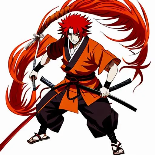 Prompt: Kyojiro Rengoku, Demon slayer, Kimitsu no yiba, anime,Japanese anime, drawn, orange and red hair, red eyes, thick eyebrows
