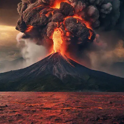 Prompt: Cinematic image of an erupting volcano