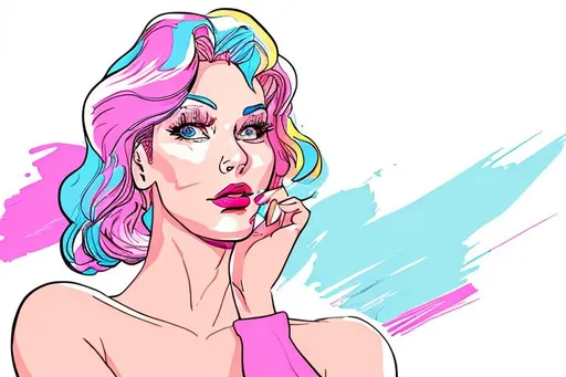 Prompt: Beautiful woman cartoon portrait pop art