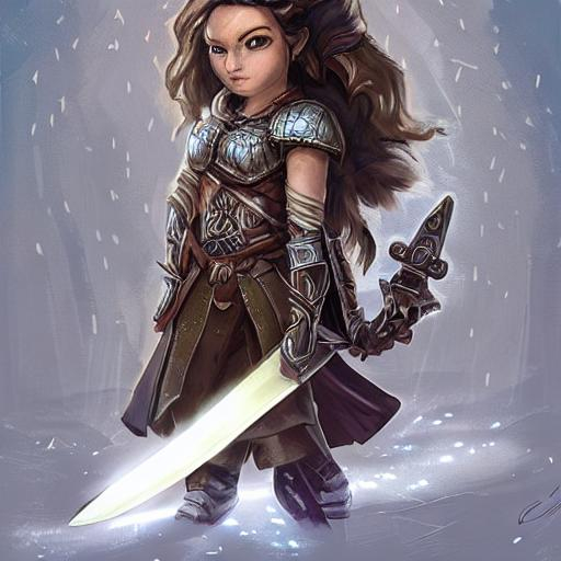 Portrait, cute, playful, and spunky Female dnd gnome...