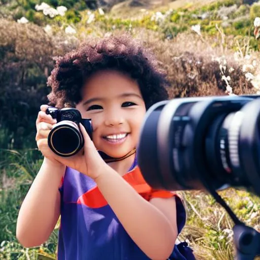 Prompt: kid behind a camera