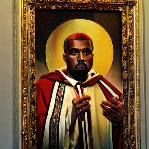 kanye west as saint in a vatican art painting