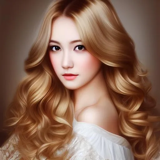 Prompt: realistic portrait, young woman, golden hair, wavy beautiful hair, incredibly detailed and intricate, art by ToshiaSan
