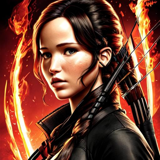 cartoon drawing of katniss everdeen