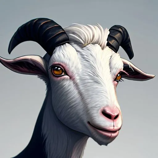 Prompt: goat emote that has a cartoony design looking at slightly to the right. Only head of the goat in the frame


