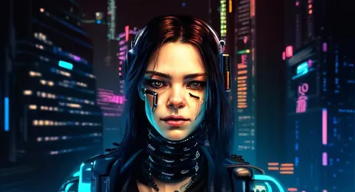 Prompt: female cyberpunk portrait