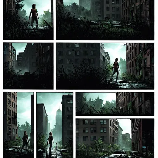 The last of us comics 4k, ellie in DC-style panels