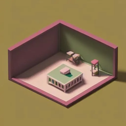 Prompt: Tiny cute isometric {room} in a cutaway box, {style}, soft smooth lighting, soft colors, 100mm lens, 3d blender render