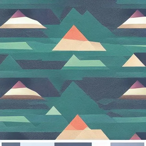 Prompt: flat gradient vibrant modern flowy mountains design, flat gradient overgrown landscape design simple, pinterest, love