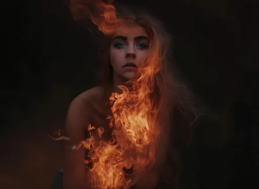 Hyper-realistic Depiction Of A Young Beautiful Fire- 