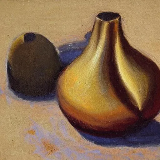 Prompt: the brown african craked calabash with water flowingimpressionist,  from it