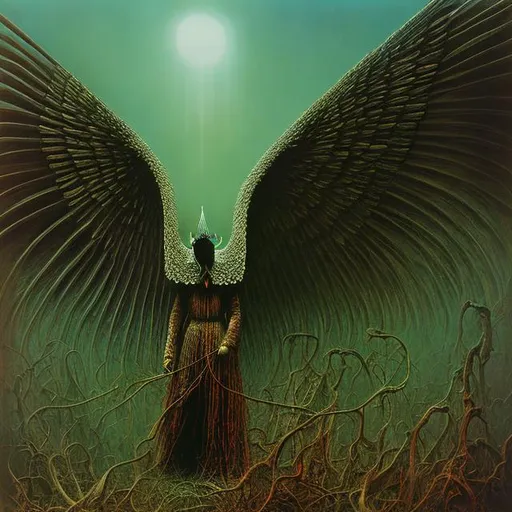 Prompt: lucifer, zdzislaw beksinski,   painting