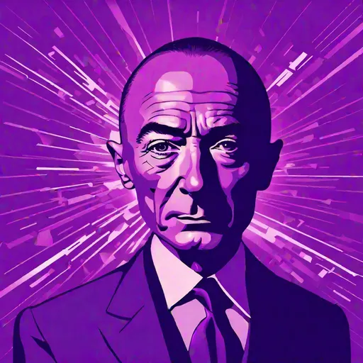 Prompt: Oppenheimer mind blown, vector illustration, purple