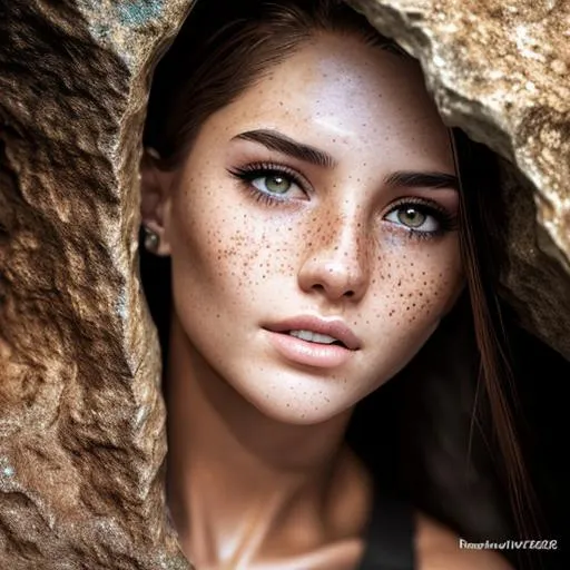 Prompt: (Dramatic Digital Artwork:1.3) of (Realistic:1.1),(Fearful:1.3) (full body:1) shot of female exploring underground cave, Photo, (sharp focus:1), attractive young woman, 18 years old, beautiful face, face freckles, (toned body:1.2), brown hair, depth of field. 4K, HDR. by Jeremy Lipking, <lora:epiNoiseoffset_v2:0.5> dynamic lighting, dramatic light, two tone light, ring light, professional color grading, water droplets on the walls, backpack, holding flashlight,,CGSociety,ArtStation,(Blue hue:0.3)