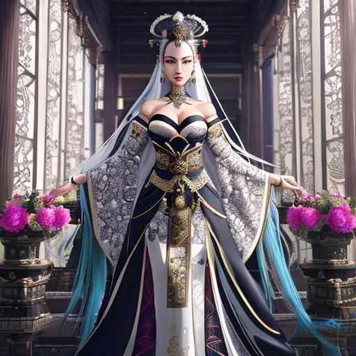 Prompt: {{{{highest quality concept art masterpiece full body view}}}},
{{sexy}}, {{full Japanese etherial goddess outfit}}
 {{long silver  hair}}
{{fantasy Japanese Landscape}}



portrait, Insanely detailed photograph of an elaborate and enigmatic "Akasha queen of the damned ", realistic, cinematic, intricate and hyperdetailed, fantasy art, album cover art, frozen Castle in the arctic  , 3D soft lighting, features, dark castle