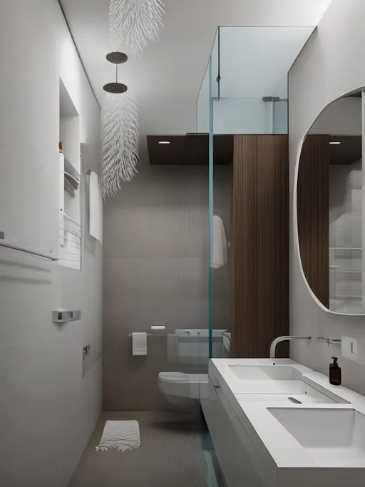 Prompt: A nice and modern bathroom 