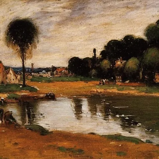 Prompt: landscape painting in the style of Eugène Boudin