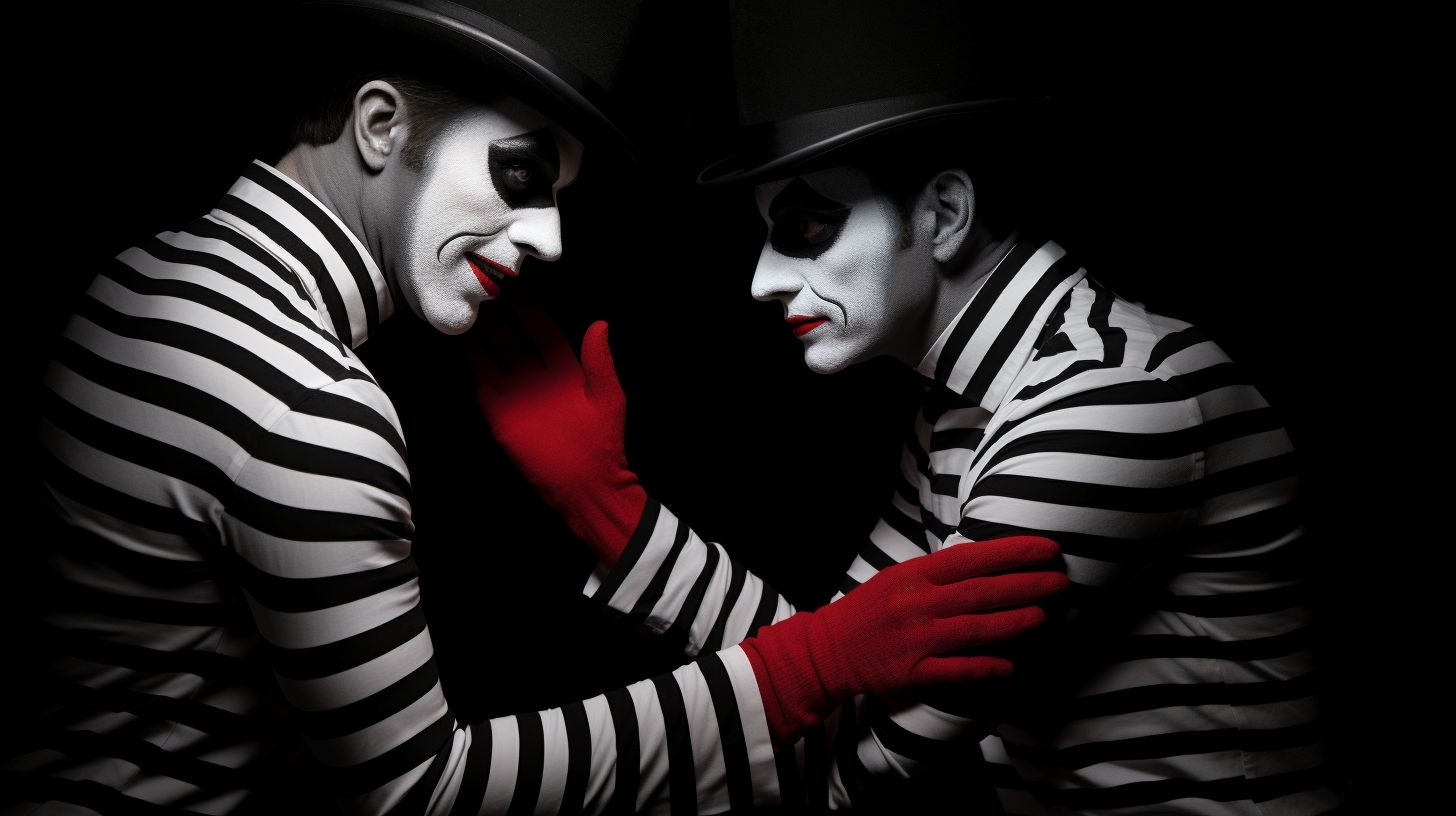 Prompt: mime meets mime in the dark