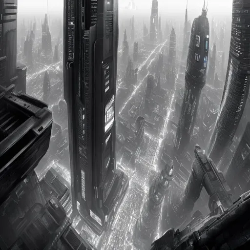 Prompt: monochrome, scifi, arena on top of a skyscraper, large crowd, detailed, 4k, UHD, bladerunner