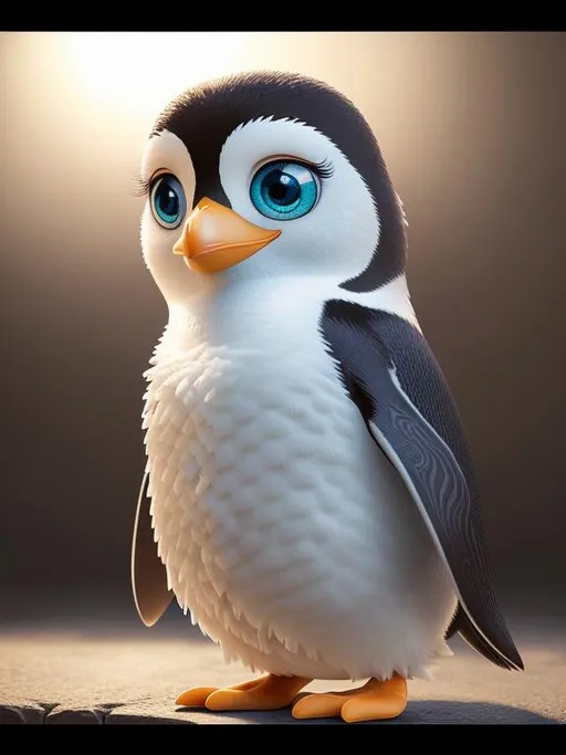 Prompt: Disney Pixar, exquisite new character, cute penguin, highly detailed, fluffy, intricate details, beautiful big eyes, maximum cuteness, lovely, adorable, beautiful, flawless, masterpiece, soft dramatic moody lighting, radiant love aura, ultra high quality octane render, hypermaximalist, trending on artstation, Anna Dittmann, Tom Blackwell