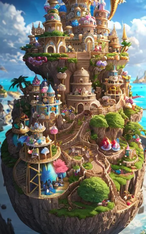 Prompt: 100 mm lens, cinematic shot,

{island full of sweets and cakes, fantasy, surreal, epic fantasy}, children dream,

(detailed, finest detailed, ultra detailed, intricate),

3D render, unreal engine, HD, UHD, 64K, masterpiece, professional work.