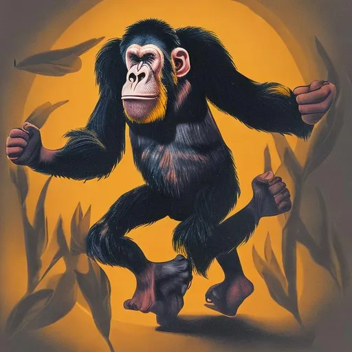 Prompt: Ape, dancing